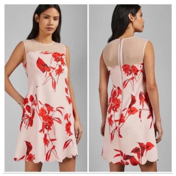 Ted Baker Jaazmin Fantasia Women's Floral Scallop Dress - Picture 1 of 11
